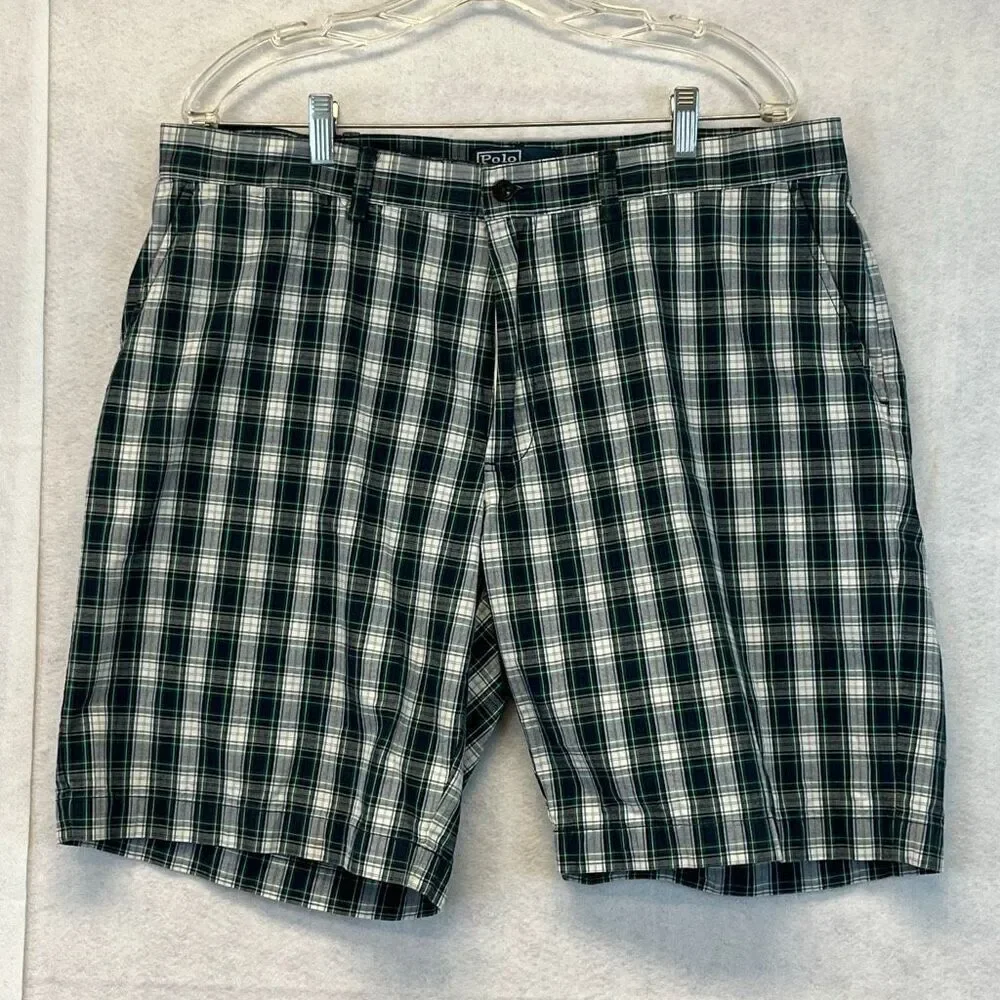 POLO RALPH LAUREN Men’s Shorts 38 Green Plaid Cotton Prospect Casual Golf Preppy